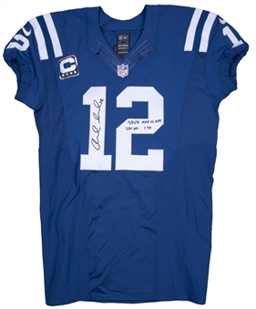 2015 Andrew Luck Game Used & Signed Indianapolis Colts Home Jersey Photo Matched To 9/21/2015 (Panini & Resolution Photomatching)